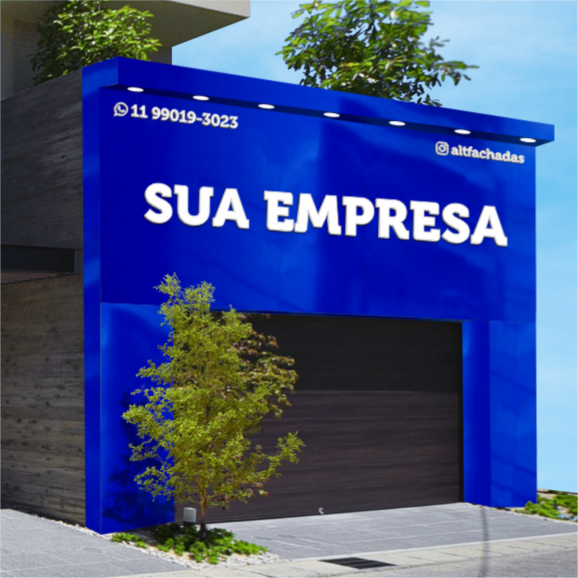 Testeira, Painel e Colunas em ACM com Personalização em PVC Expandido